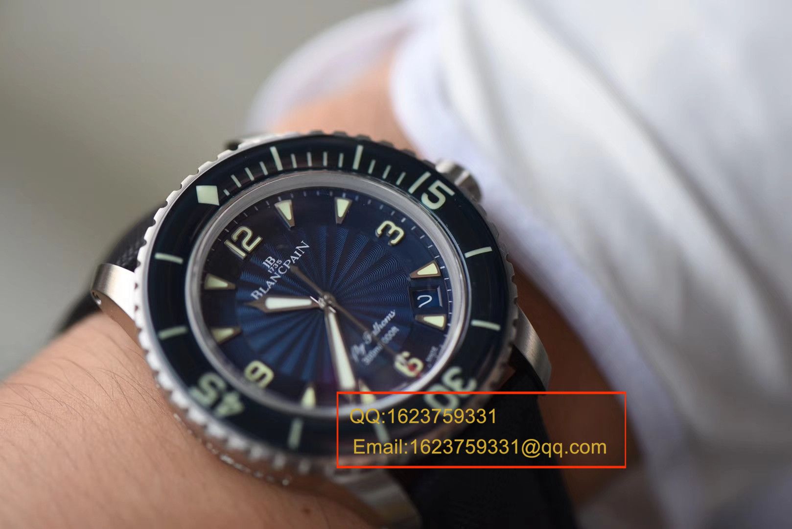 【视频评测ZF一比一超A高仿手表】宝珀Blancpain 五十噚超薄机芯系列 5015D-1140-52B蓝面腕表 / BP035
