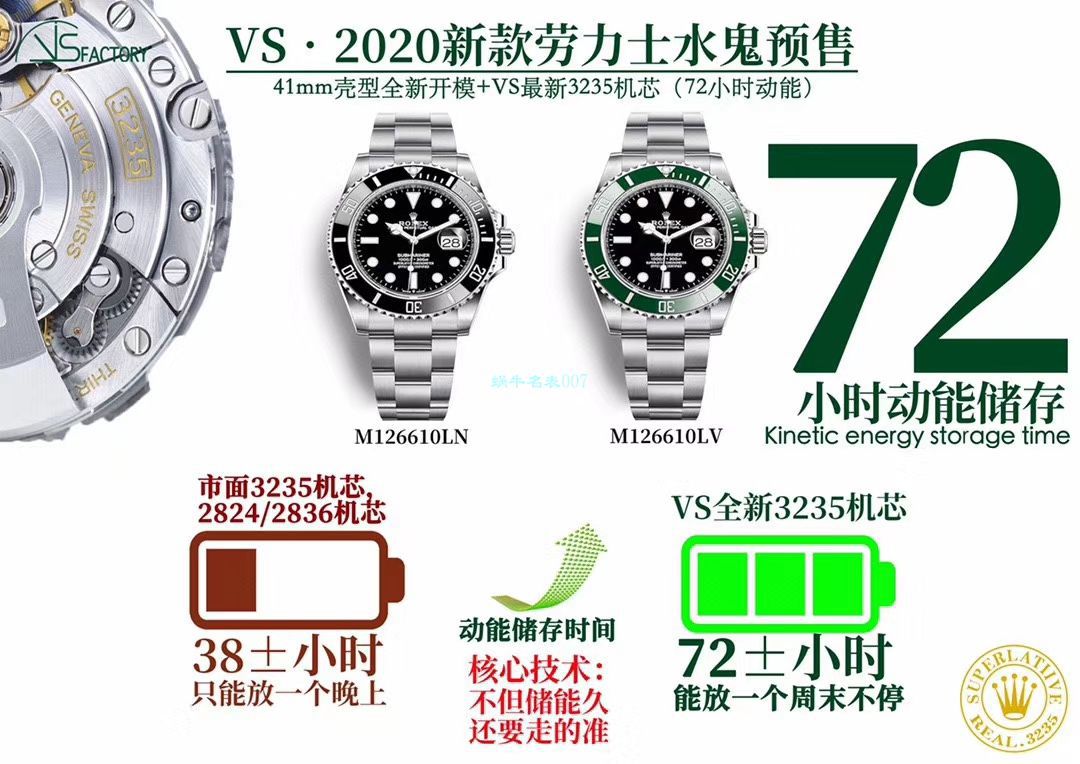 VS厂专柜新款41毫米劳力士黑水鬼一比一顶级复刻手表m126610ln-0001腕表 / R697
