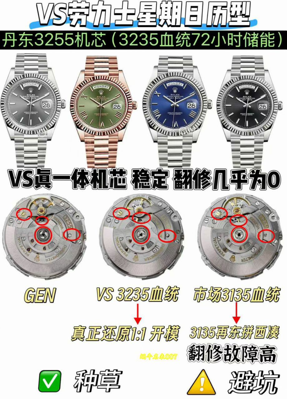 VS配重劳力士星期日历型系列m228239-0076腕表 /  