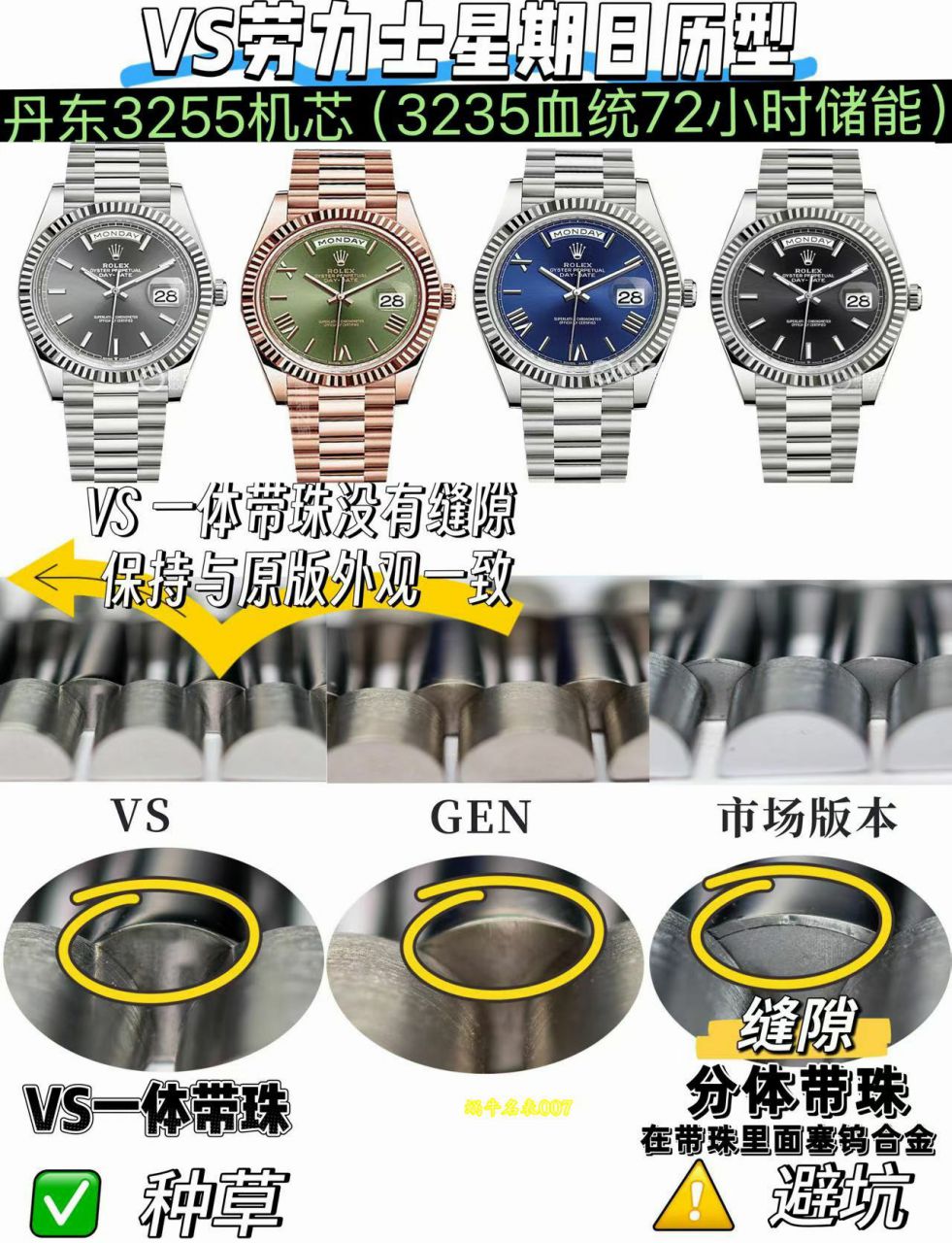 VS配重劳力士星期日历型黑面灰面m228239-0060，m228239-0005腕表 /  