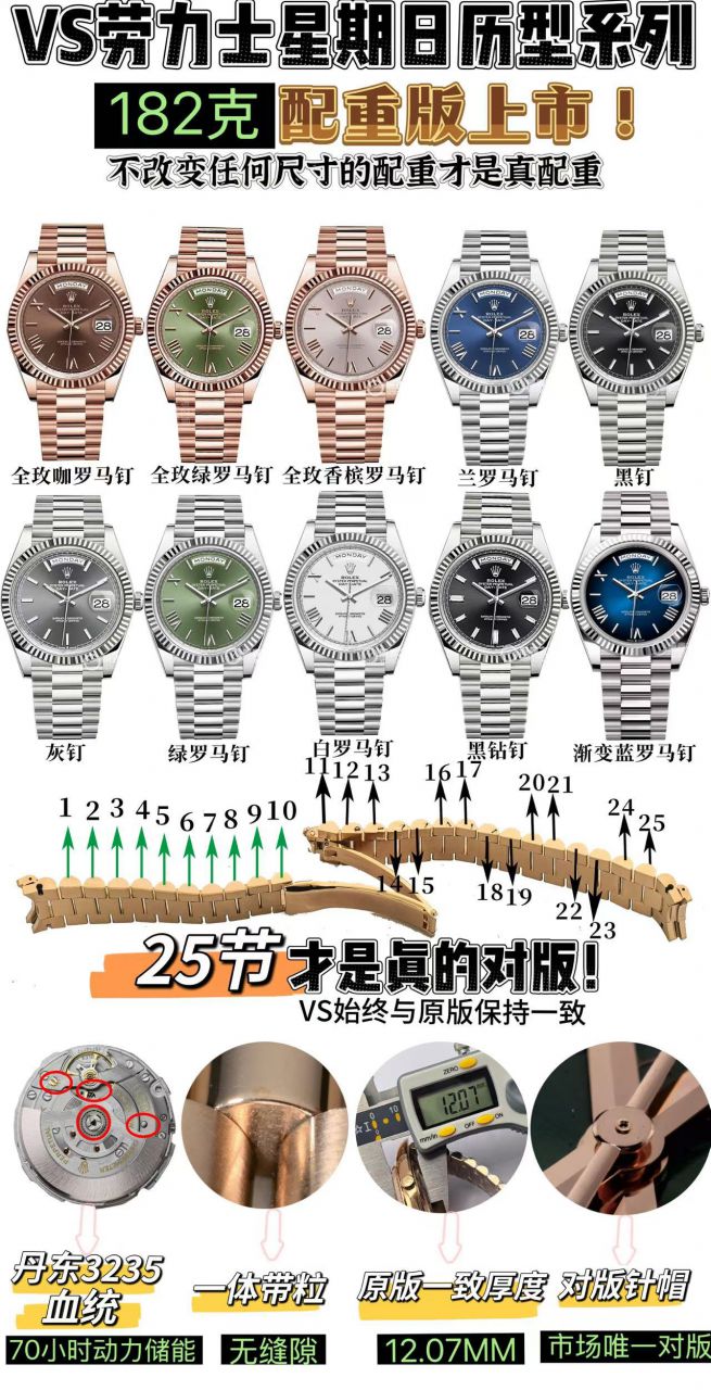 VS劳力士星期日历型系列m228235-0025腕表 /  