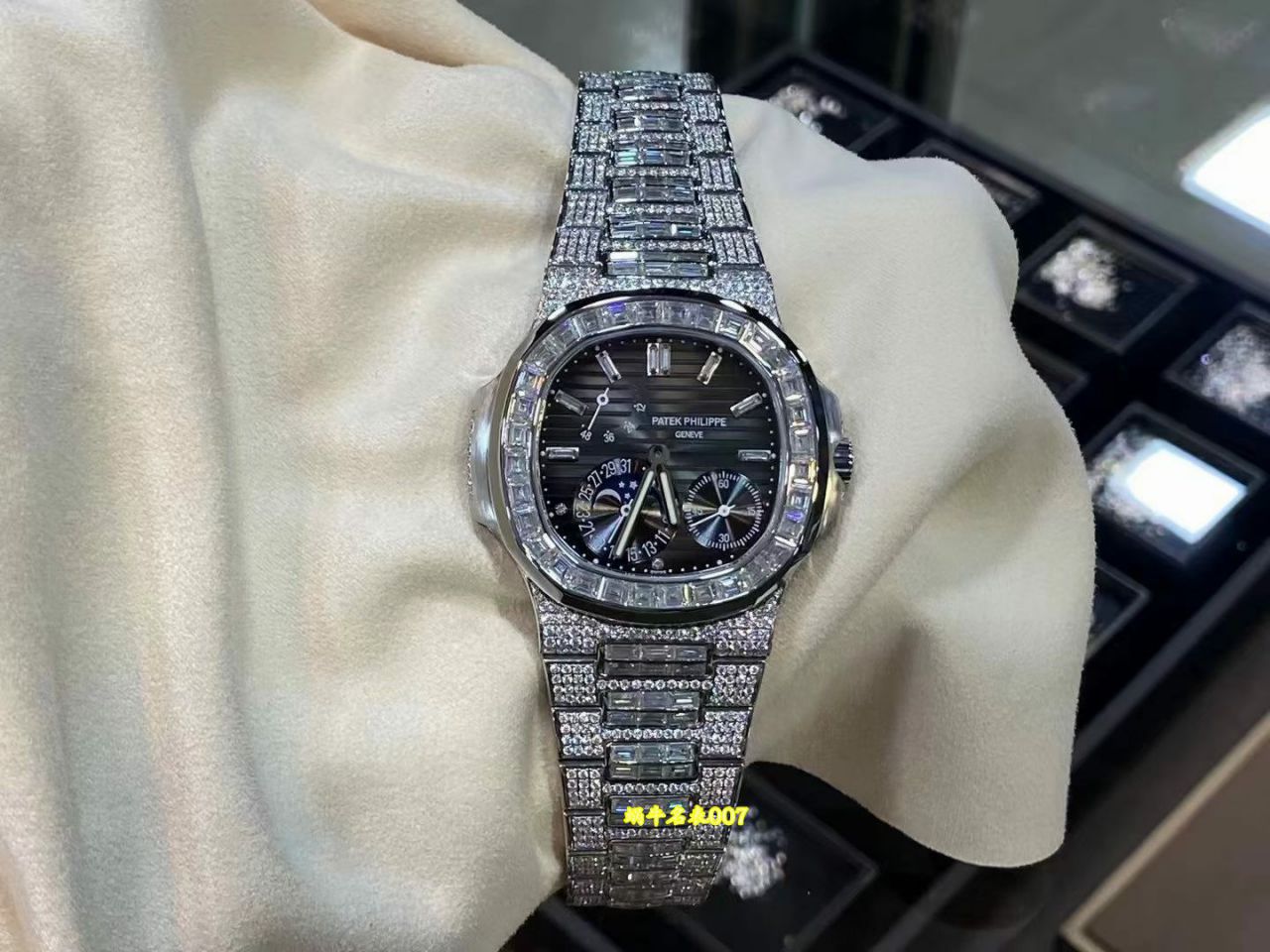 高端定制顶级后加工真钻百达翡丽运动优雅系列5724G-001腕表(鹦鹉螺) /  