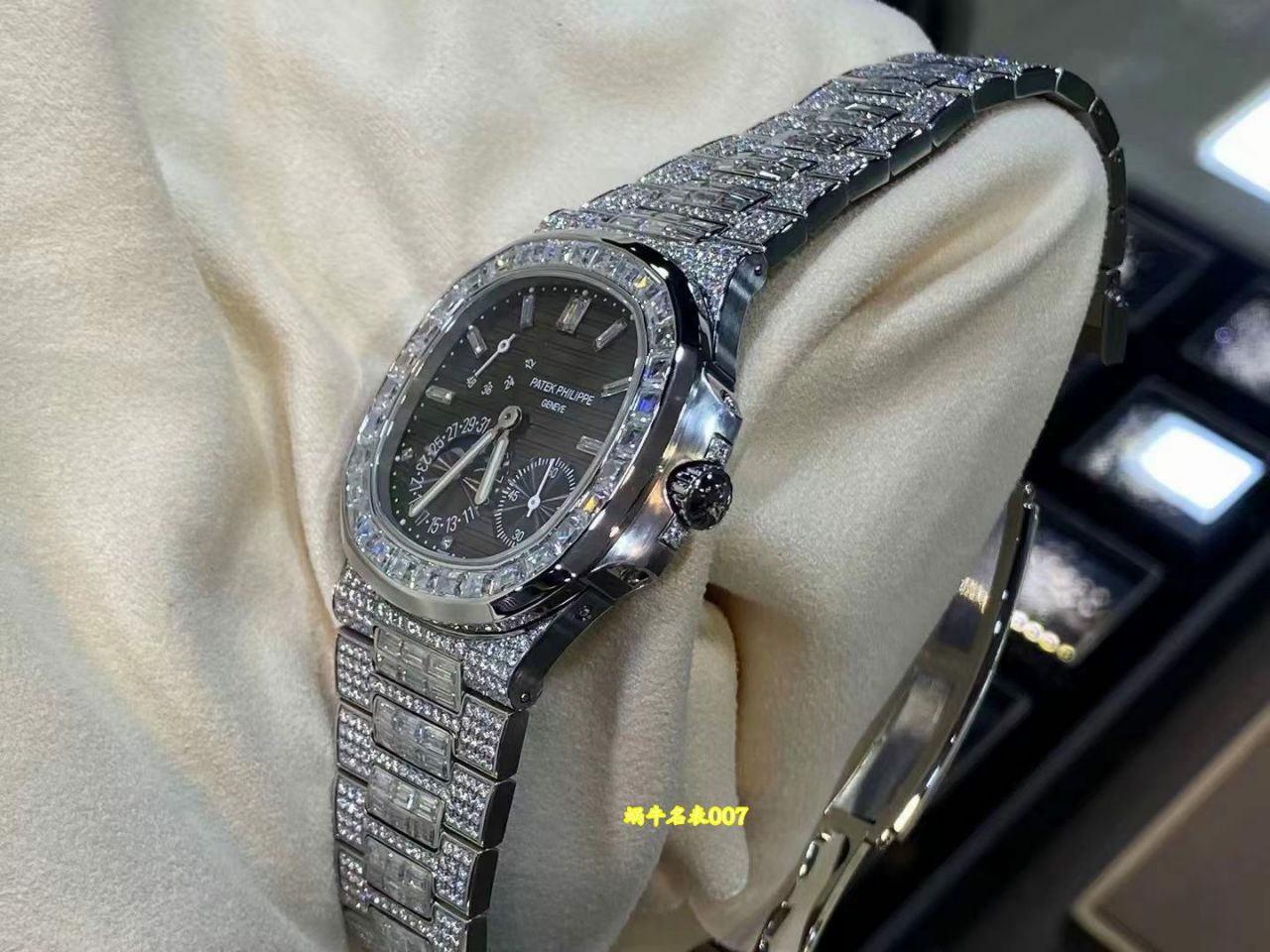 高端定制顶级后加工真钻百达翡丽运动优雅系列5724G-001腕表(鹦鹉螺) /  