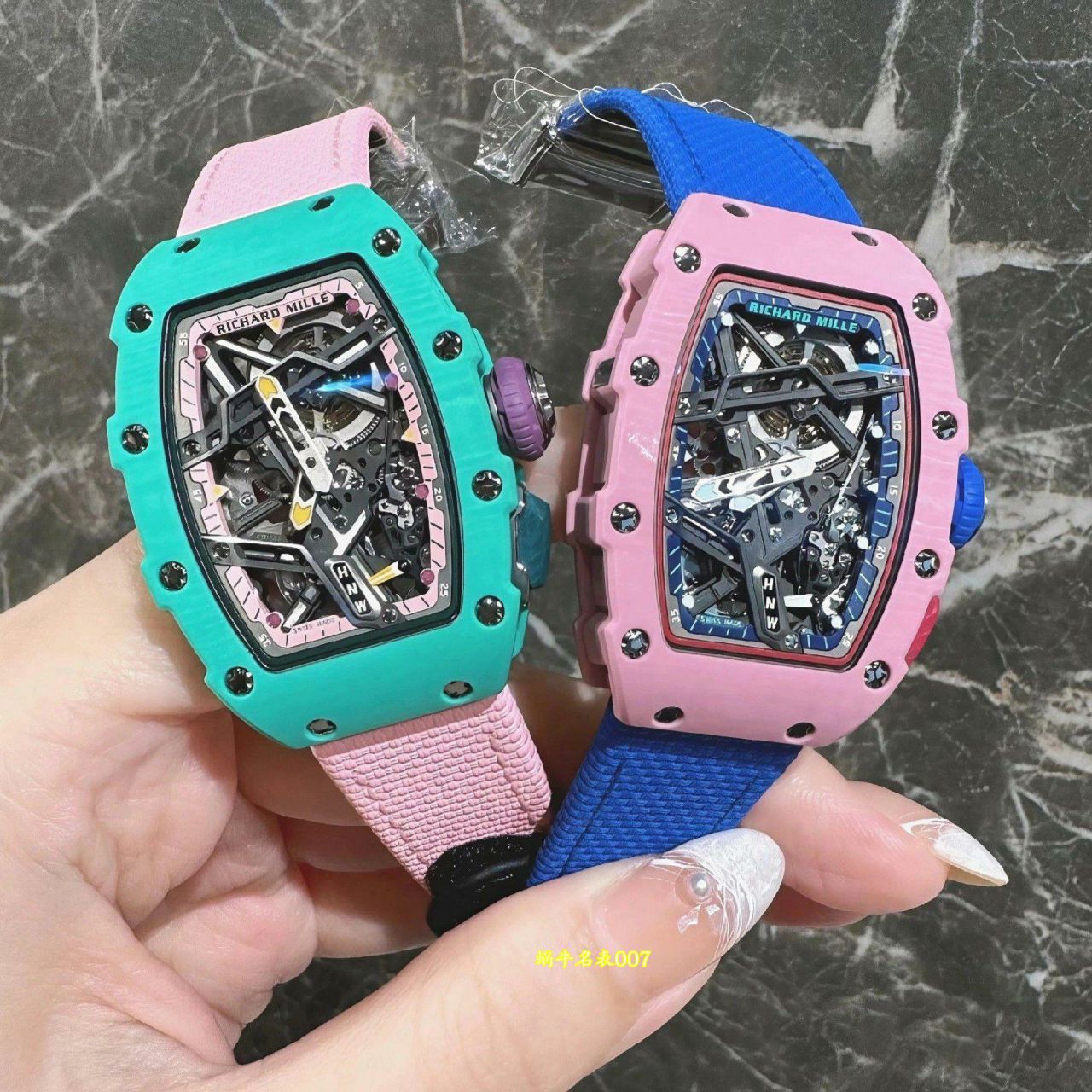 高端定制Richard Mille马卡龙配色理查米尔女士顶级复刻女士手表RM07-04 SALMON-PINK腕表 /  