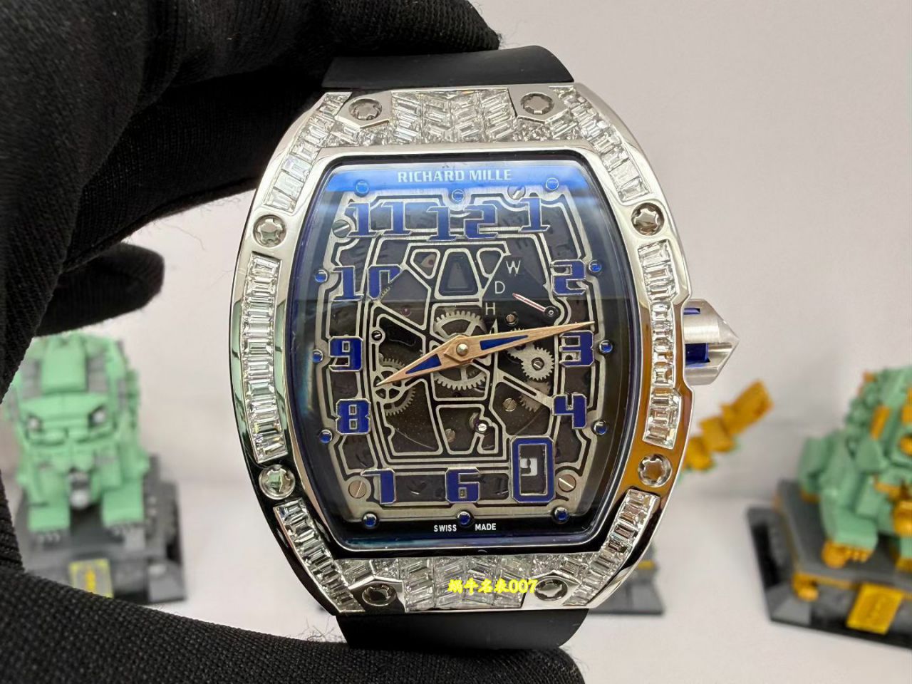 高端定制Richard Mille理查米尔男士VIP隐藏款RM 67-01白金方钻款腕表 /  