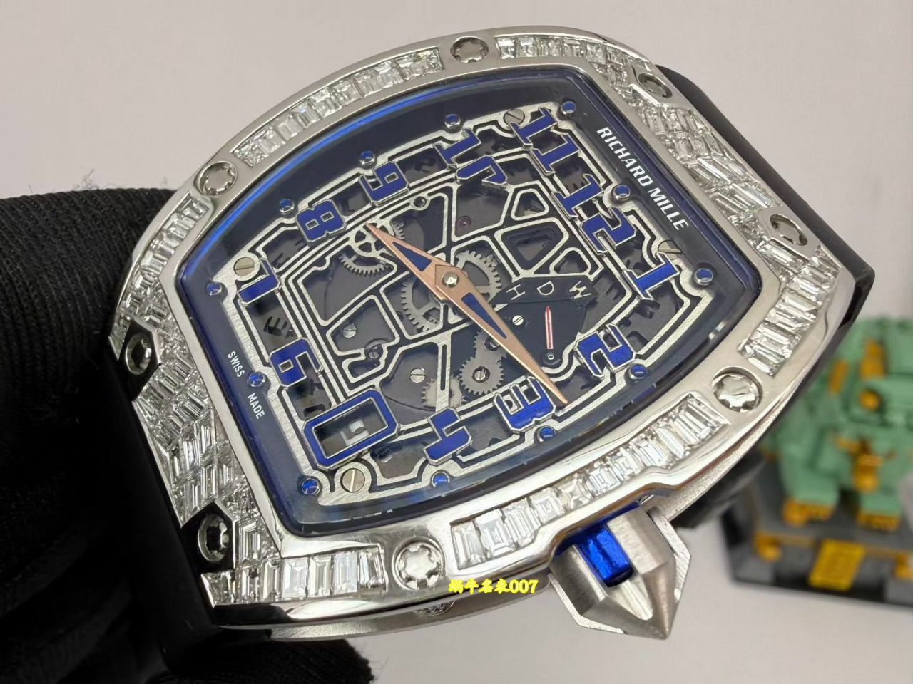 高端定制Richard Mille理查米尔男士VIP隐藏款RM 67-01白金方钻款腕表 /  
