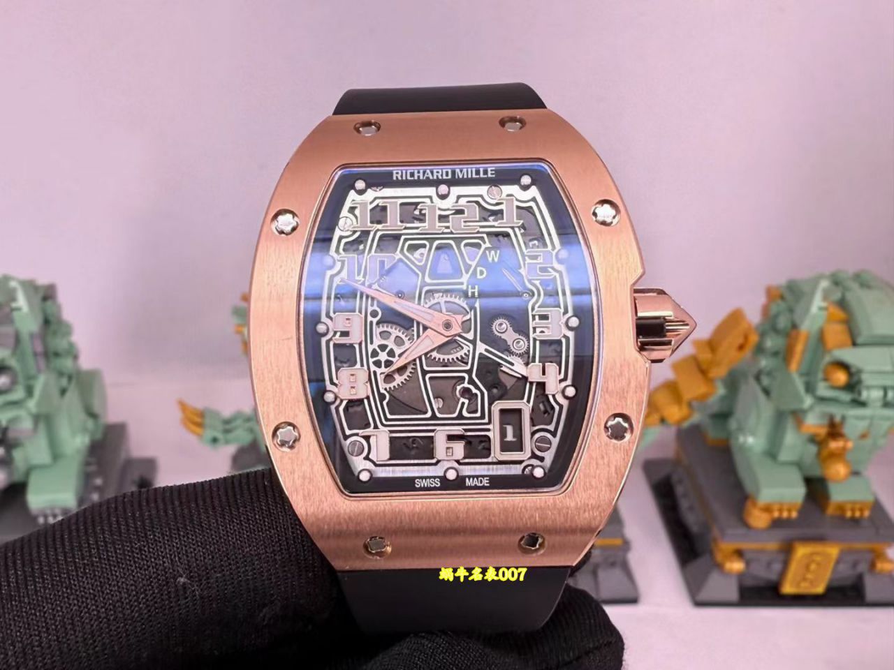 高端定制Richard Mille理查米尔男士VIP隐藏款RM 67-01白金方钻款腕表 /  