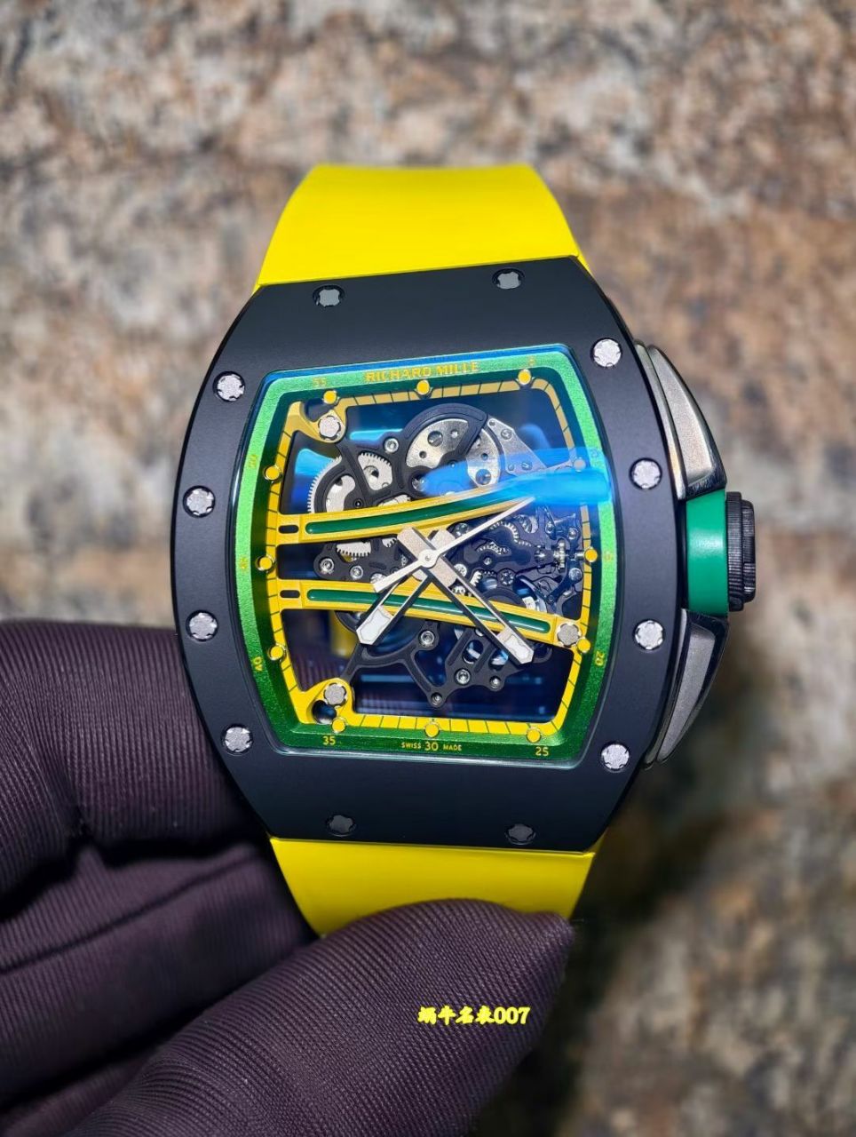 高级私人定制黑陶瓷绿跑道Richard Miller理查德米勒RM61-01顶级复刻手表 /  