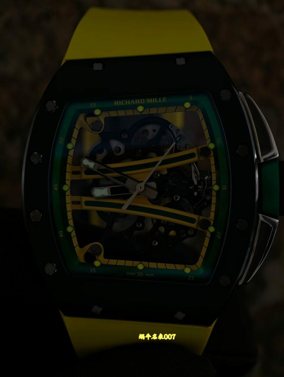 高级私人定制黑陶瓷绿跑道Richard Miller理查德米勒RM61-01顶级复刻手表 /  