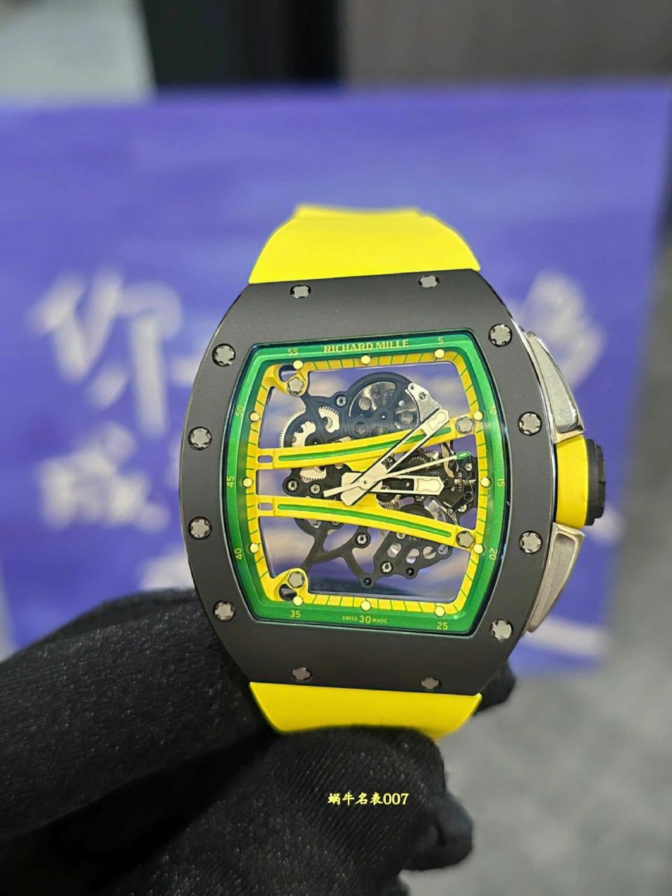 高级私人定制黑陶瓷绿跑道Richard Miller理查德米勒RM61-01顶级复刻手表 /  