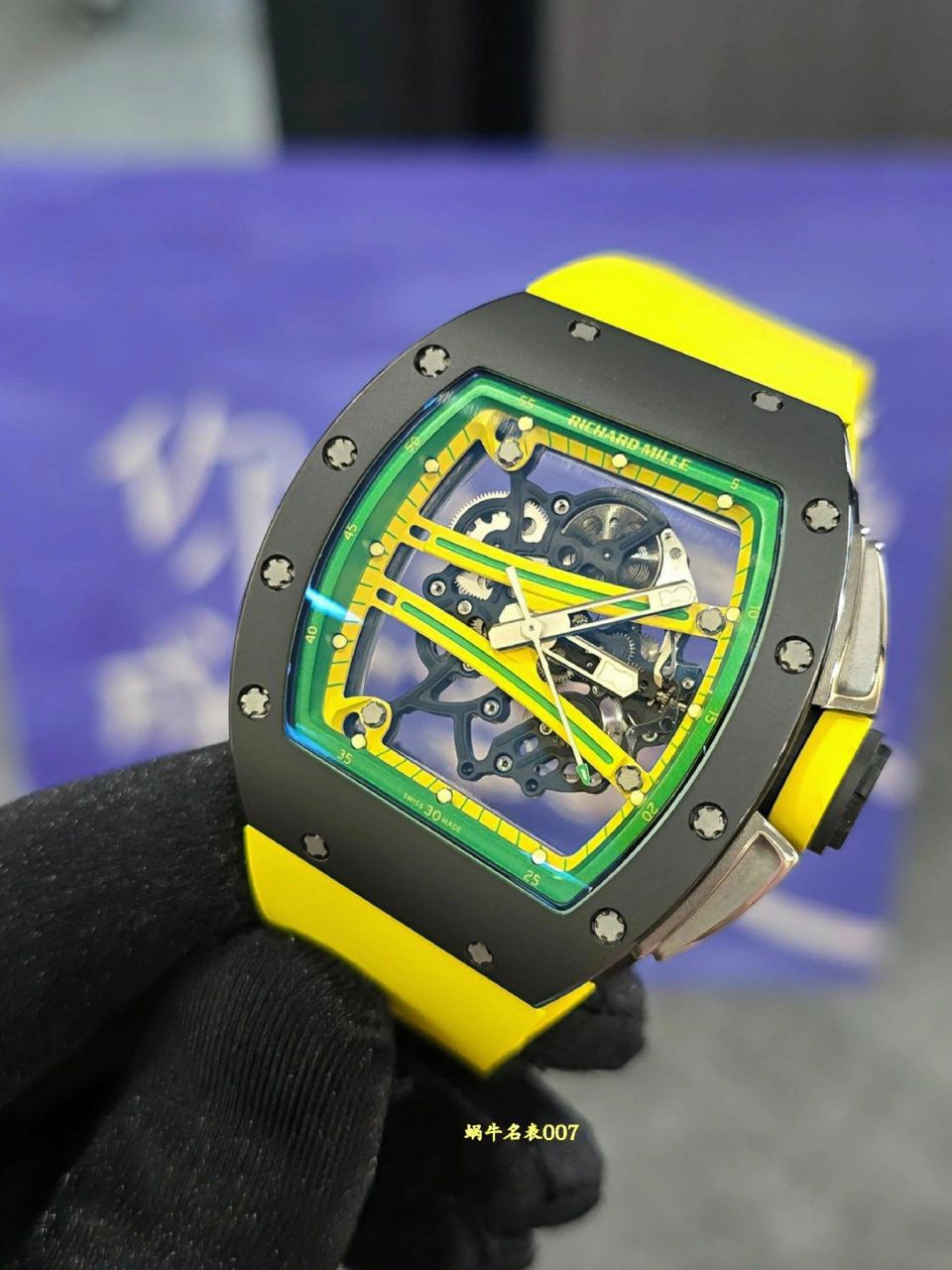 高级私人定制黑陶瓷绿跑道Richard Miller理查德米勒RM61-01顶级复刻手表 /  