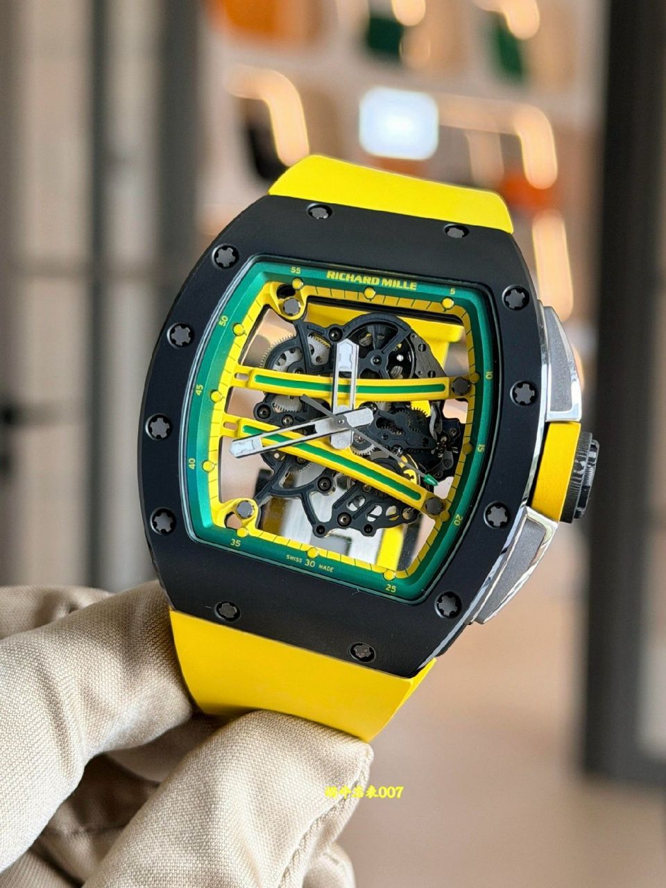高级私人定制黑陶瓷绿跑道Richard Miller理查德米勒RM61-01顶级复刻手表 /  