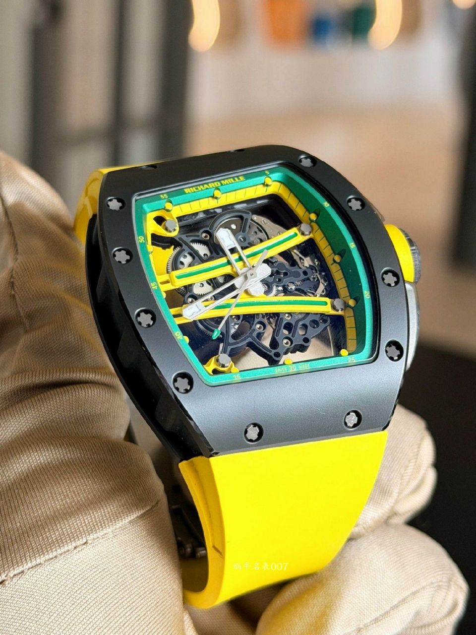 高级私人定制黑陶瓷绿跑道Richard Miller理查德米勒RM61-01顶级复刻手表 /  
