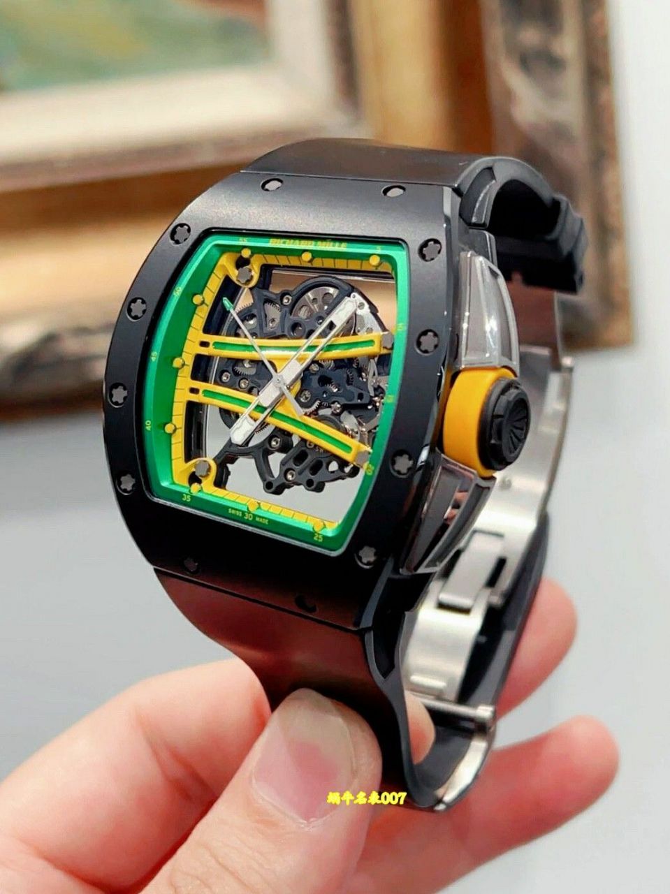 高级私人定制黑陶瓷绿跑道Richard Miller理查德米勒RM61-01顶级复刻手表 /  