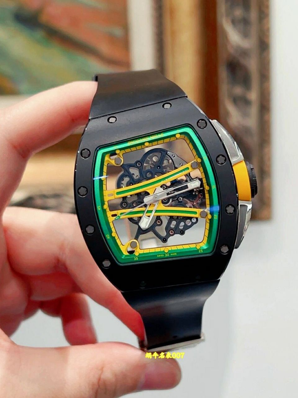 高级私人定制黑陶瓷绿跑道Richard Miller理查德米勒RM61-01顶级复刻手表 /  