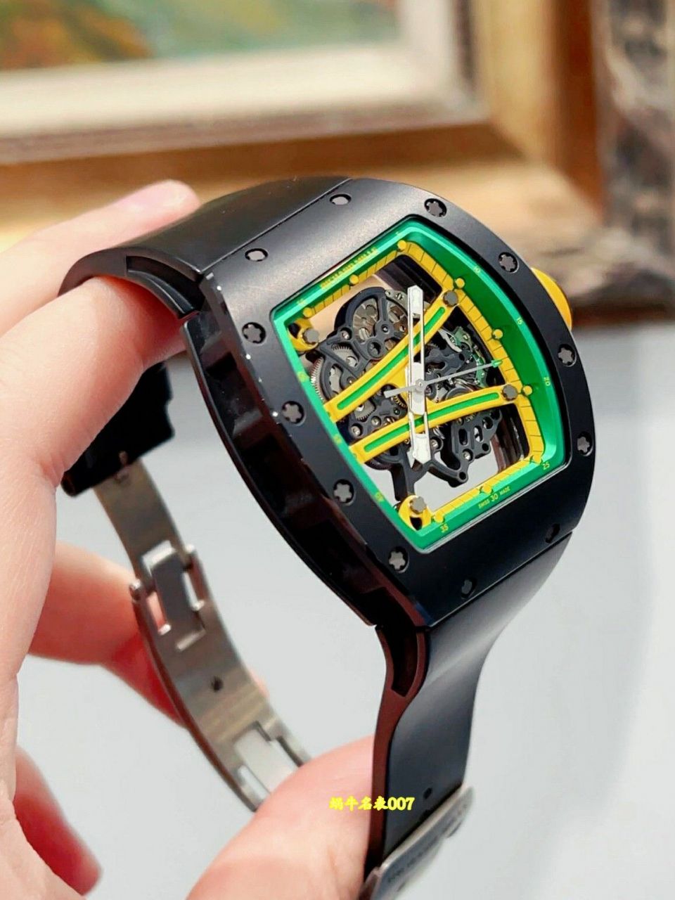 高级私人定制黑陶瓷绿跑道Richard Miller理查德米勒RM61-01顶级复刻手表 /  