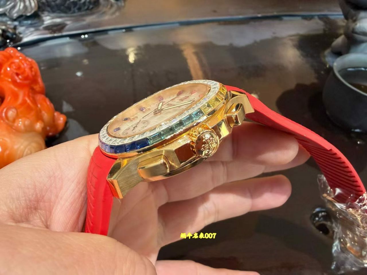 高端百达翡丽18K真金包金镶钻加工AQUANAUT系列7968/300R-001复刻腕表 /  