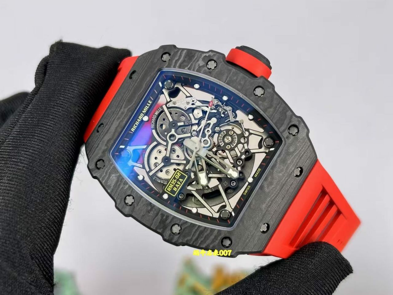 Richard Mille高端私人定制RM35-02原装数据ntpt碳纤维壳套vaucher机芯顶级1:1复刻手表 /  
