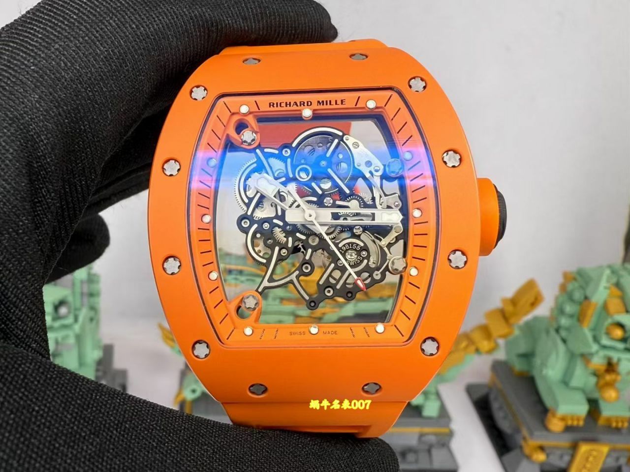 高端私人定制Richard Mille全网唯一 开发定制橙色陶瓷RM055 vaucher机芯1:1复刻手表 /  