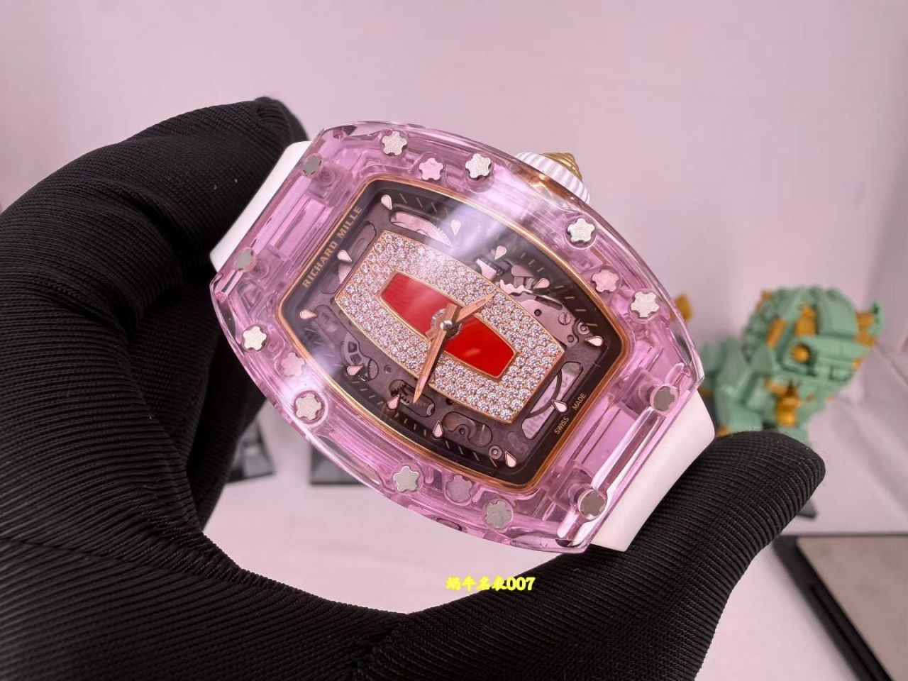高端定制 RM07-01粉水晶Richard Mille  RM 07-01红唇女表中国1:1复刻手表