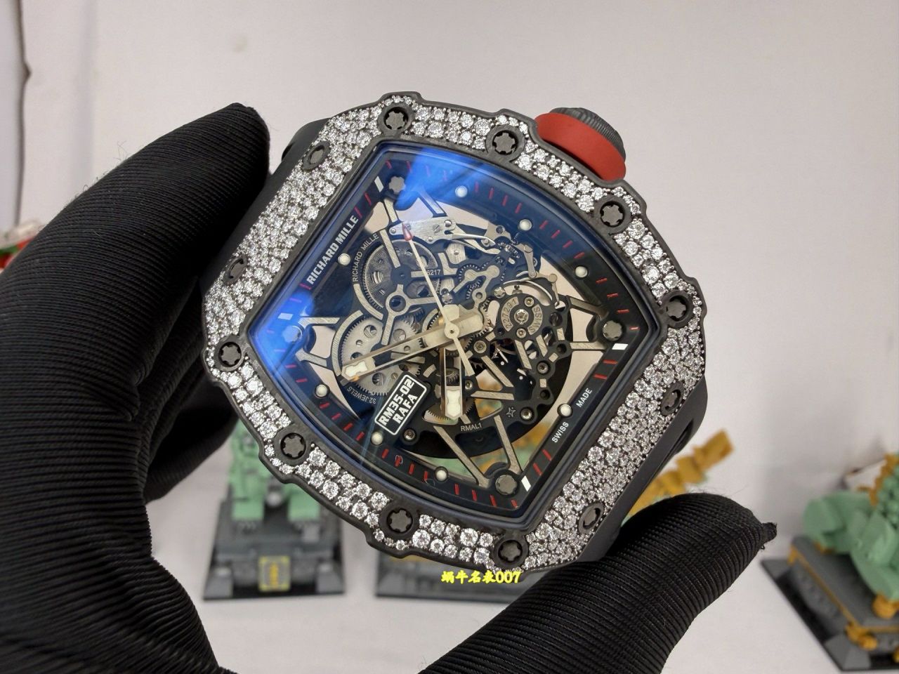 私人定制版 黑魔RM35-02雪花钻 真vaucher机芯 Richard Mille 改装手表