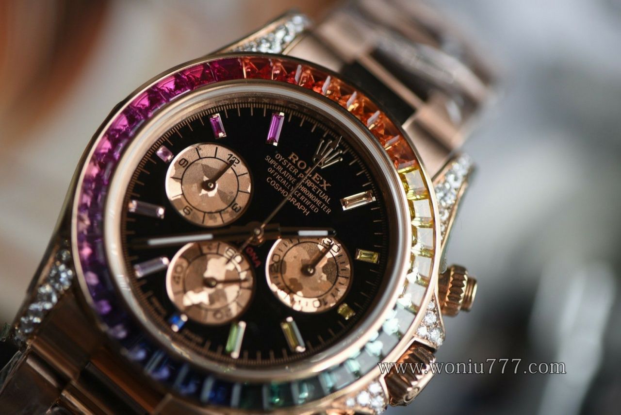 劳真钻包金 力士迪通拿彩虹迪116595 RBOW 高仿手表腕錶 replica Rolex watch Rainbow