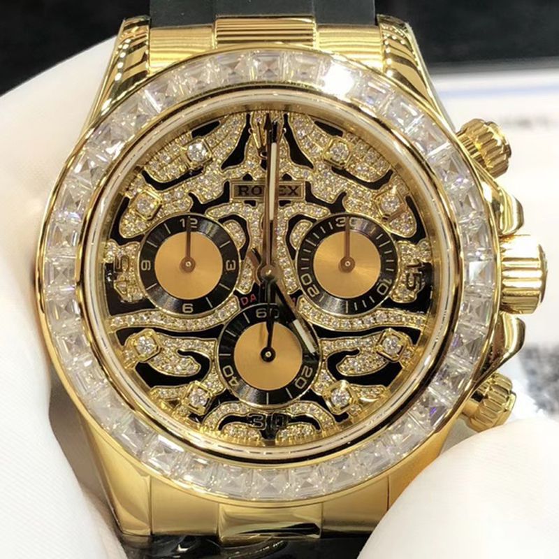  Ultra-high-end  Customized Rolex Cosmograph  gold 虎 Daytona  replica imitation  watch116588 TBR watches 