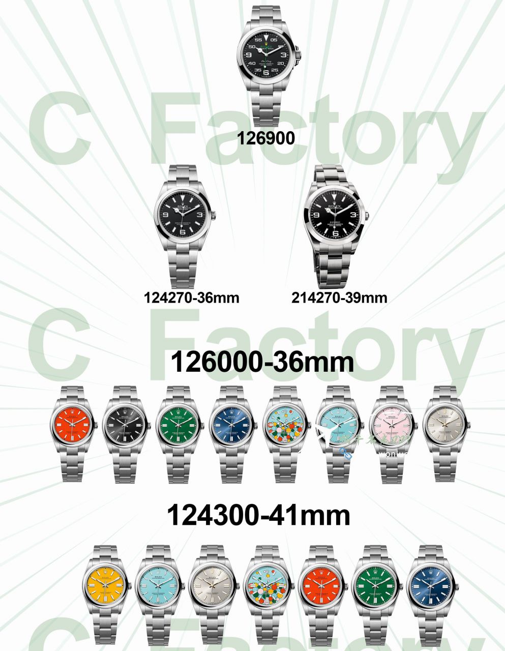 C Factory Clean Rolex Oyster Perpetual  super  replica imitation  watchm124300-0004，m126000-0004 watches  / R885