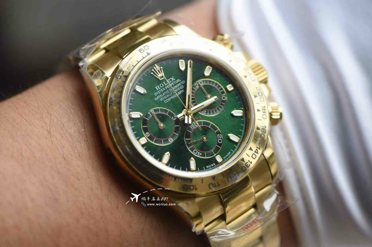 QF Matching weight version 172g Rolex Daytona  Green-faced Gold Daytona   imitation  replica  watchm116508-0013 watches  / R906