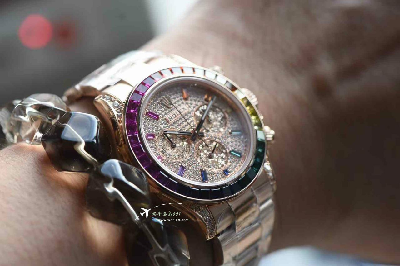  Ultra-high-end  Customized Rolex Gold-plated complete Moissanite  Matching weight version 4130 Rainbow Daytona 116595rbow-0004TOP replica imitation  Daytona  watches  / R909