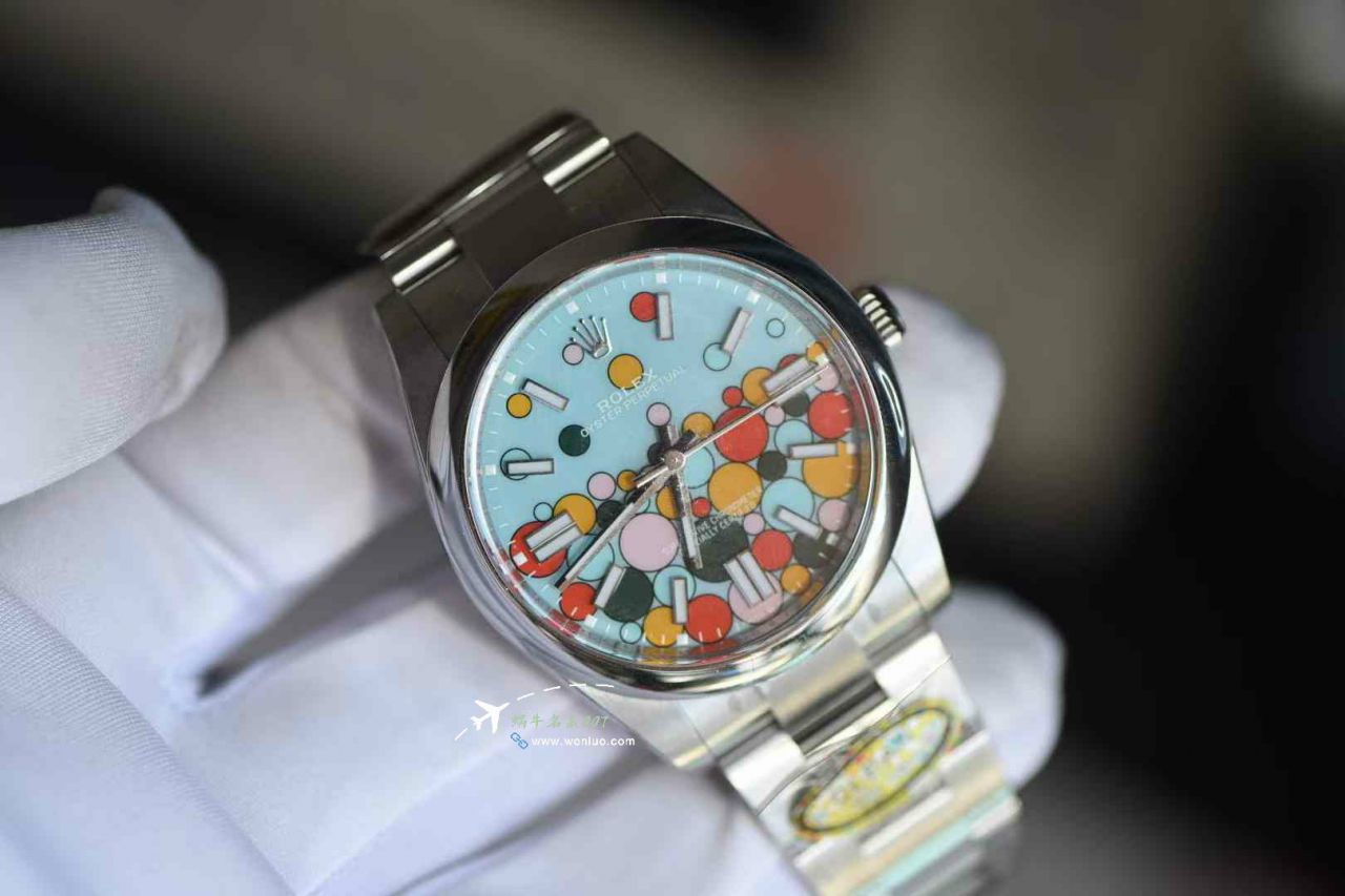  Video review Clean Rolex Oyster Perpetual  Rainbow  Balloon  Dial 100% replica imitation 124300-0008（ 41 mm ） watches  / R910