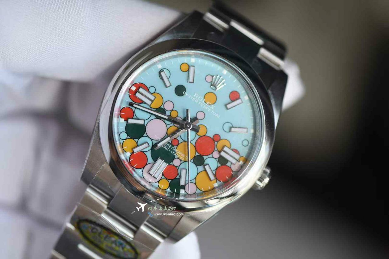  Video review Clean Rolex Oyster Perpetual  Rainbow  Balloon  Dial 100% replica imitation 124300-0008（ 41 mm ） watches  / R910