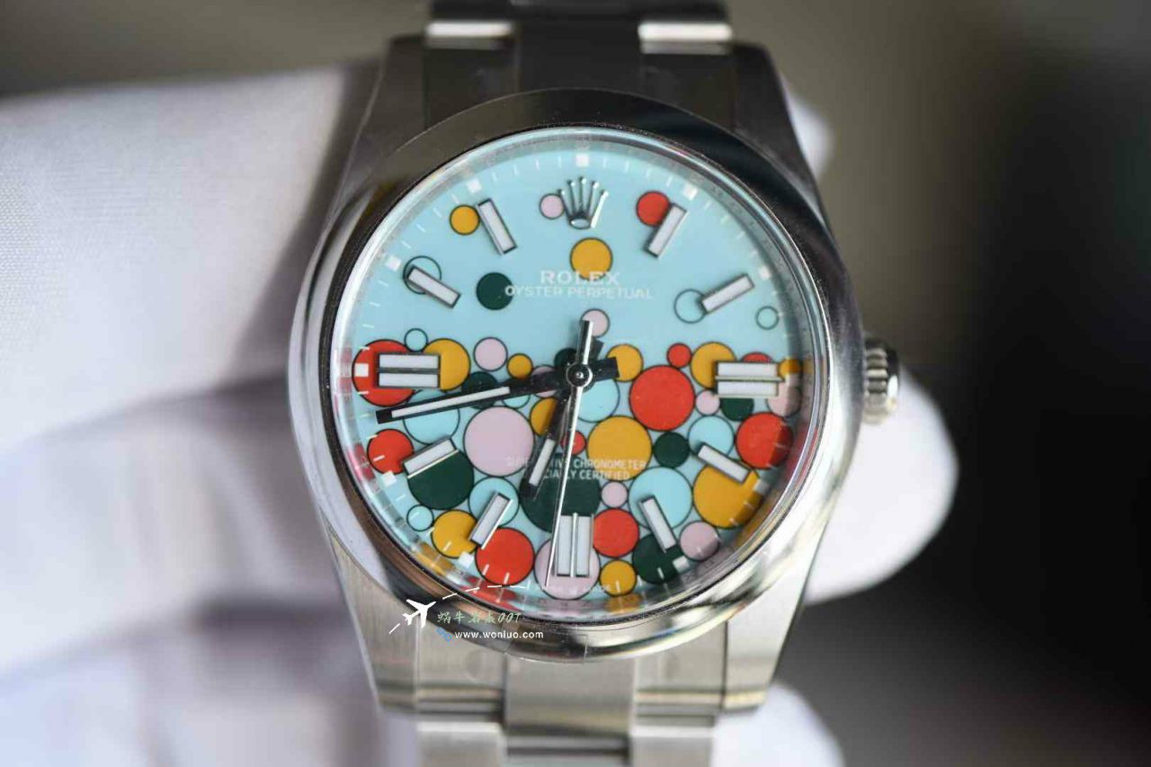  Video review Clean Rolex Oyster Perpetual  Rainbow  Balloon  Dial 100% replica imitation 124300-0008（ 41 mm ） watches  / R910
