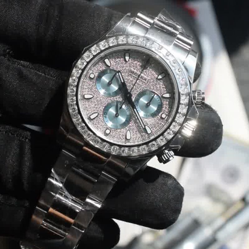  Customized  Deluxe Heavy Edition Rolex Cosmograph  ice   blue circle Daytona  replica imitation 116576TBR watches 
