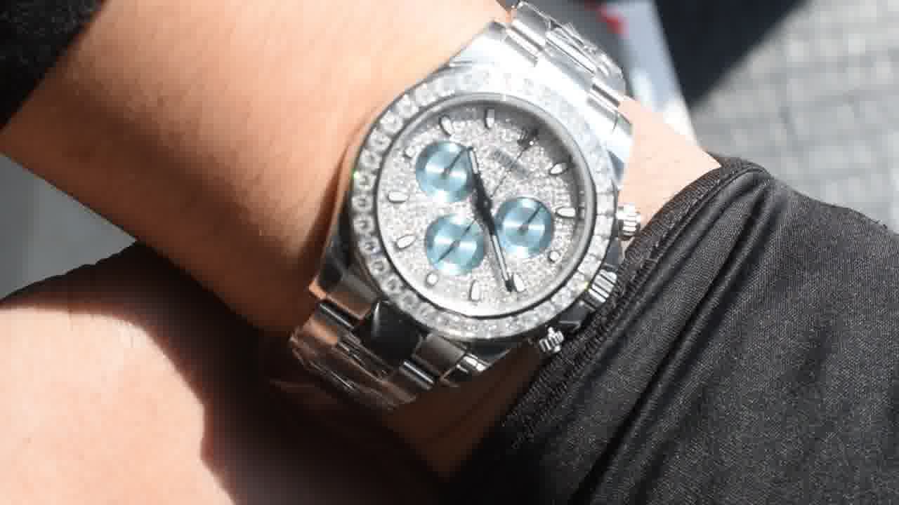  Customized  Deluxe Heavy Edition Rolex Cosmograph  ice   blue circle Daytona  replica imitation 116576TBR watches  / R931