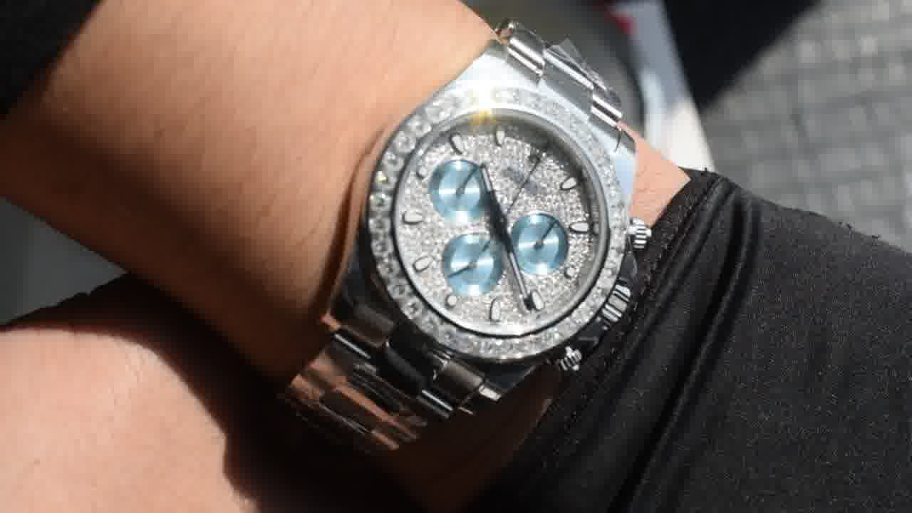  Customized  Deluxe Heavy Edition Rolex Cosmograph  ice   blue circle Daytona  replica imitation 116576TBR watches  / R931