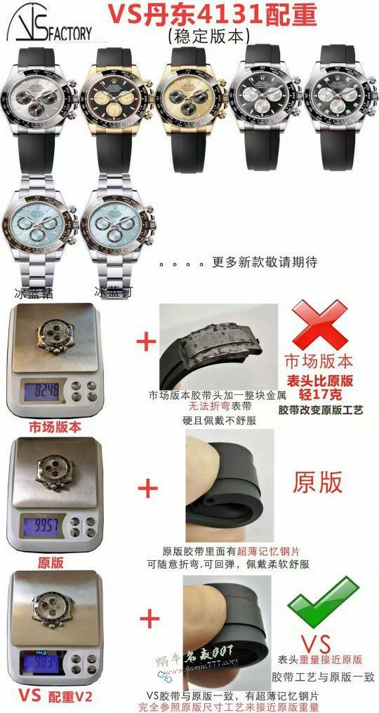 VS Matching weight version  ice  blue Rolex Daytona 100% replica 名表m126506-0001 watches  / R967