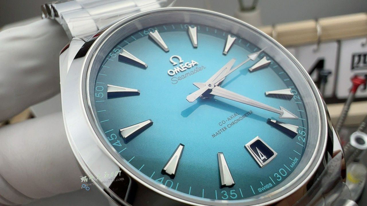 VS Omega  Gradient Turquoise  Seamaster 150TOP replica 220.10.41.21.03.006 watches  / VS826