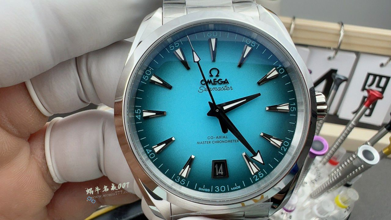 VS Omega  Gradient Turquoise  Seamaster 150TOP replica 220.10.41.21.03.006 watches  / VS826
