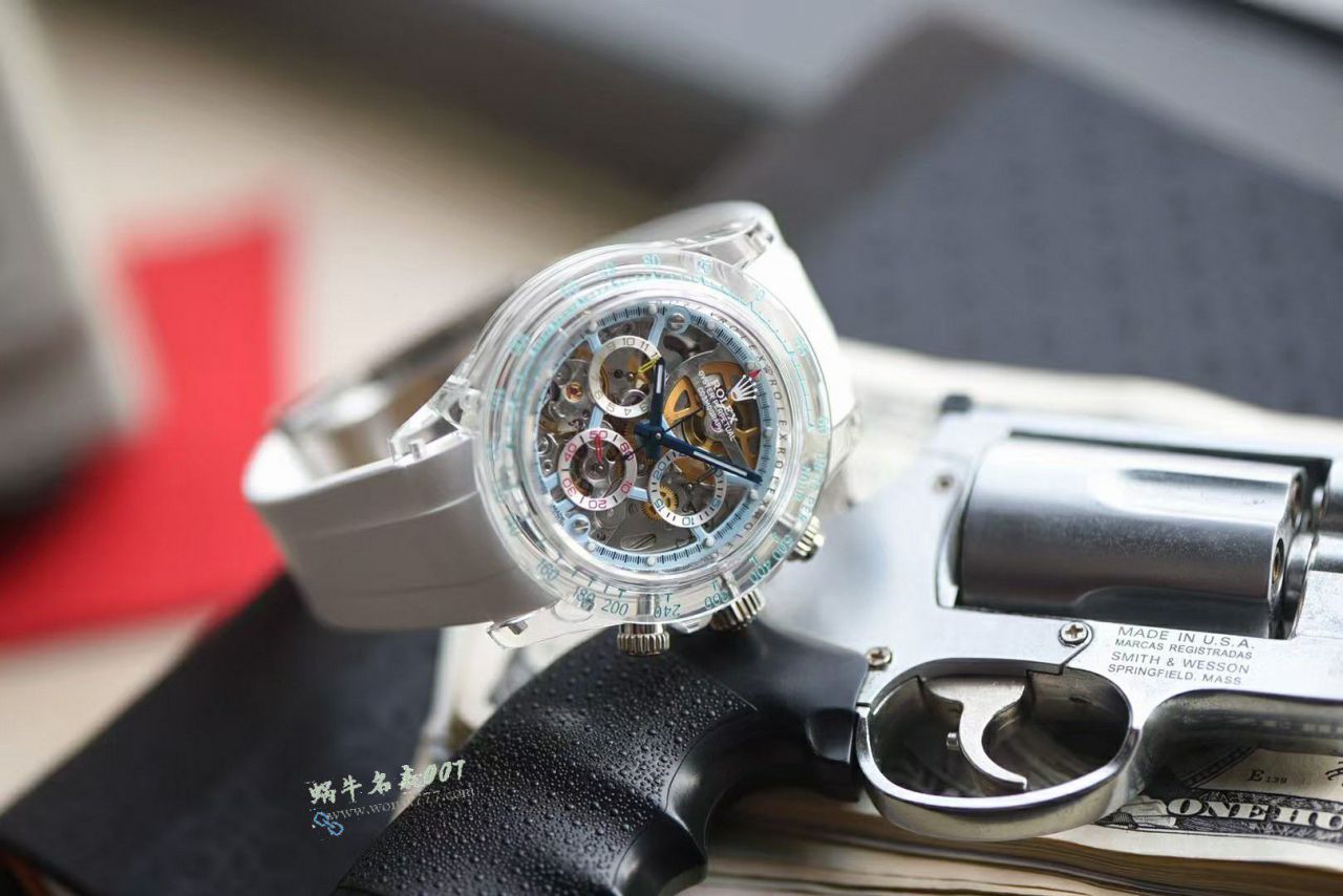  Video review  Advanced   Customized version complete Transparent crystal case  super  Skeleton 4130 Rolex Daytona  watch / R982