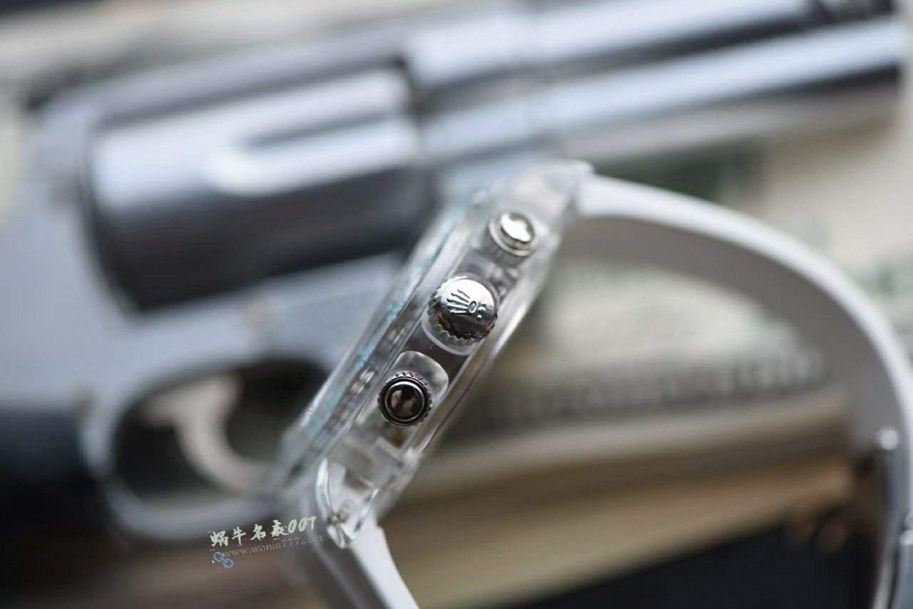  Video review  Advanced   Customized version complete Transparent crystal case  super  Skeleton 4130 Rolex Daytona  watch / R982