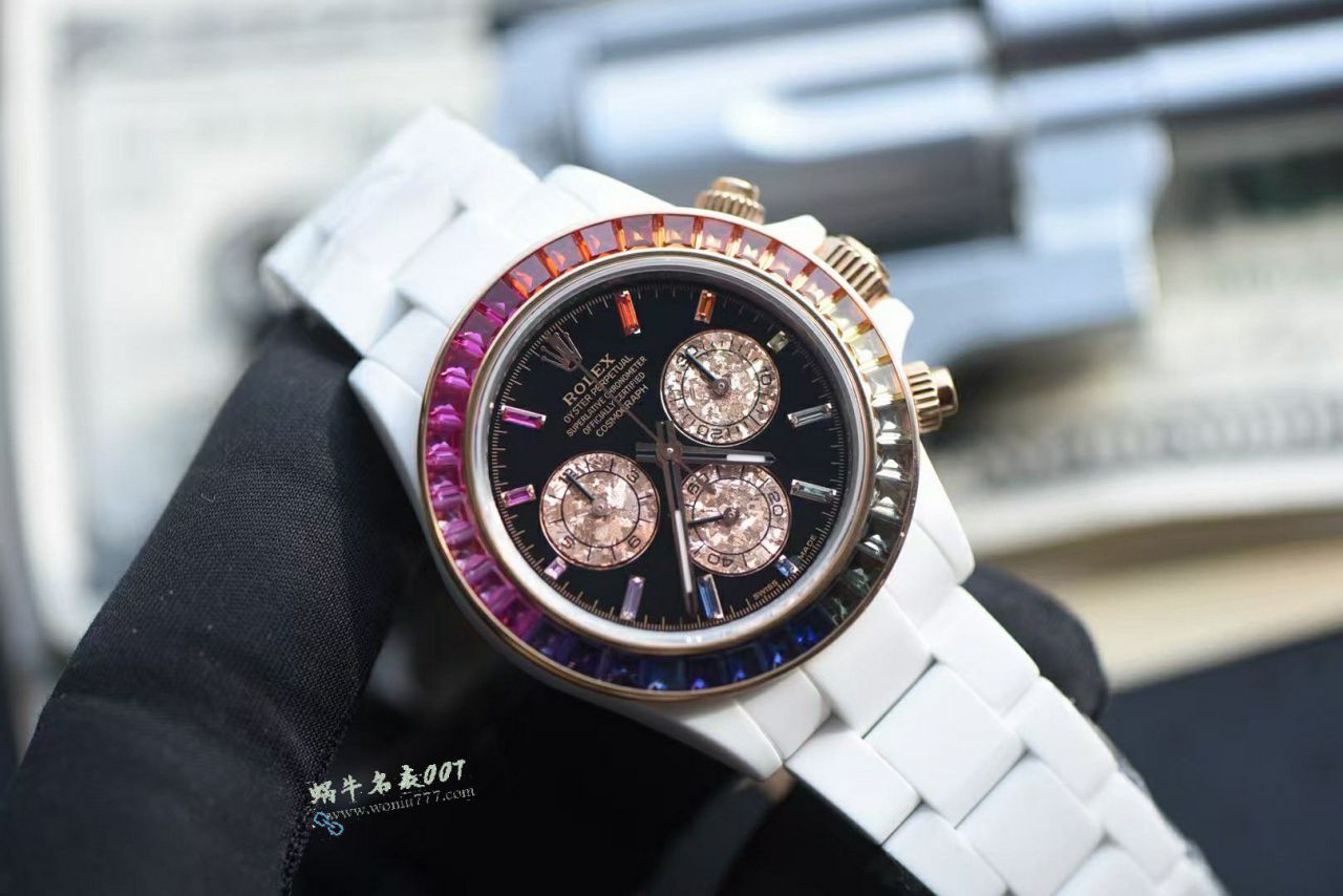 AET Special   Customized version  white  ceramics  Rolex 4130 movement  Rainbow  Daytona  watch / R983