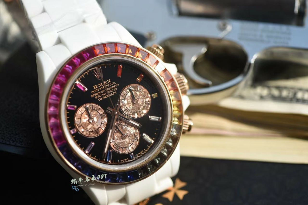 AET Special   Customized version  white  ceramics  Rolex 4130 movement  Rainbow  Daytona  watch / R983
