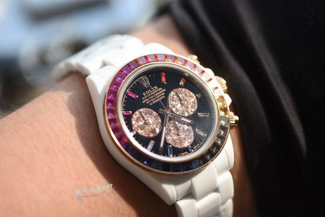 AET Special   Customized version  white  ceramics  Rolex 4130 movement  Rainbow  Daytona  watch / R983