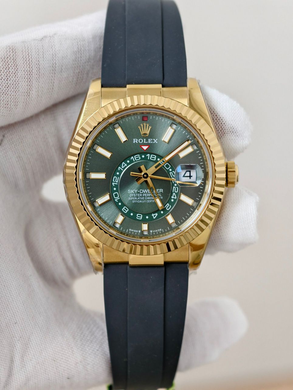 ZF Skywalker ROLEXRolexSky-Dweller  Matching weight version  Rose gold green face small quantity arrival  / R997