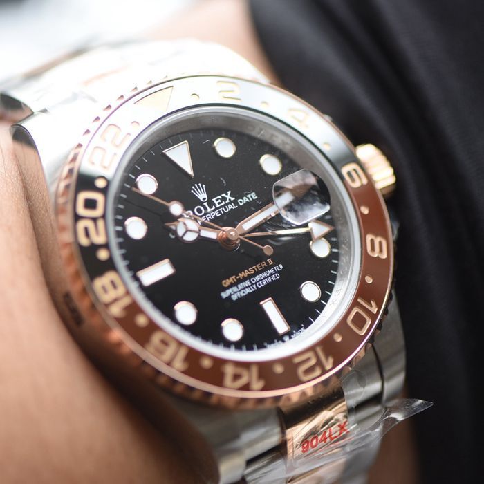  Video review  Gold-plated  Matching weight version Rolex GMT-Master  Sarsaparilla bezel m126711chnr-0002TOP replica  watches 