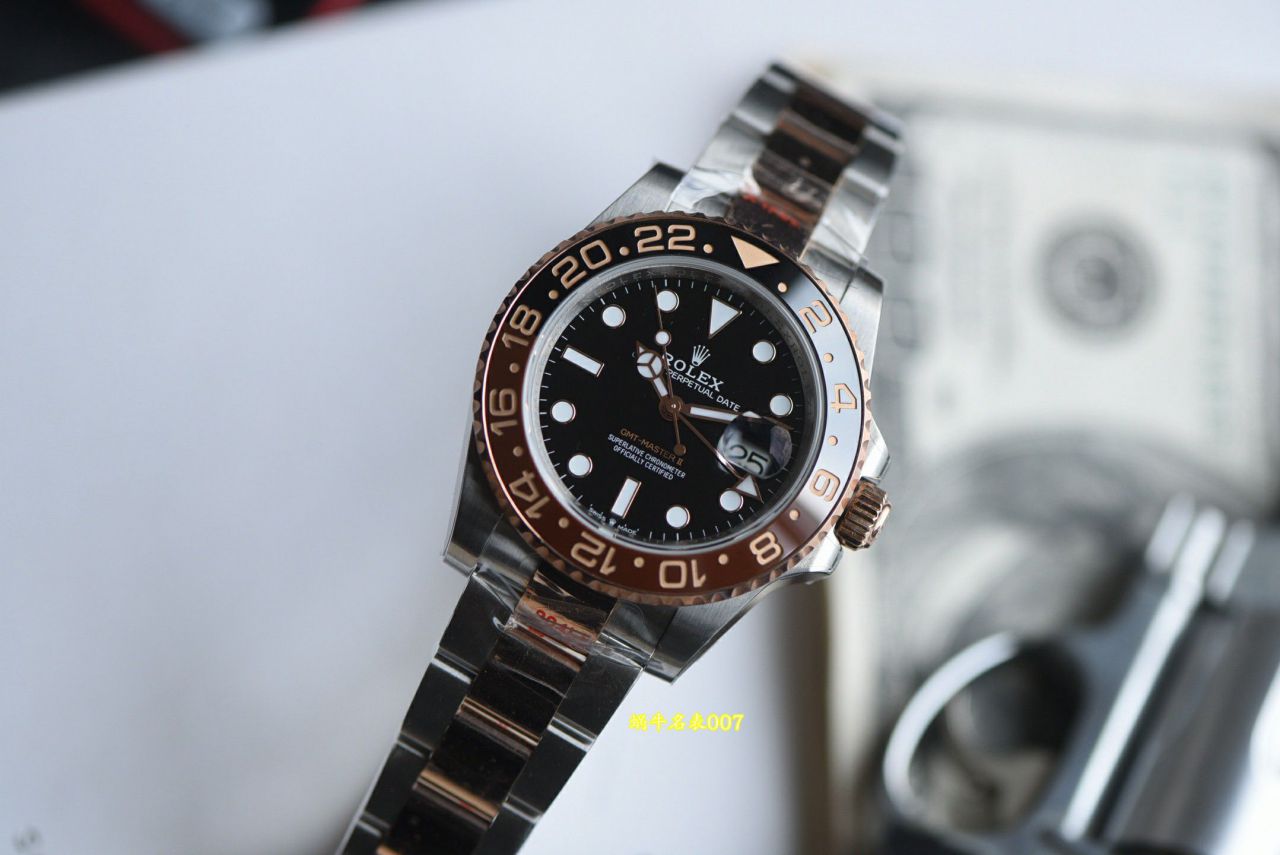  Video review  Gold-plated  Matching weight version Rolex GMT-Master  Sarsaparilla bezel m126711chnr-0002TOP replica  watches  / R1013