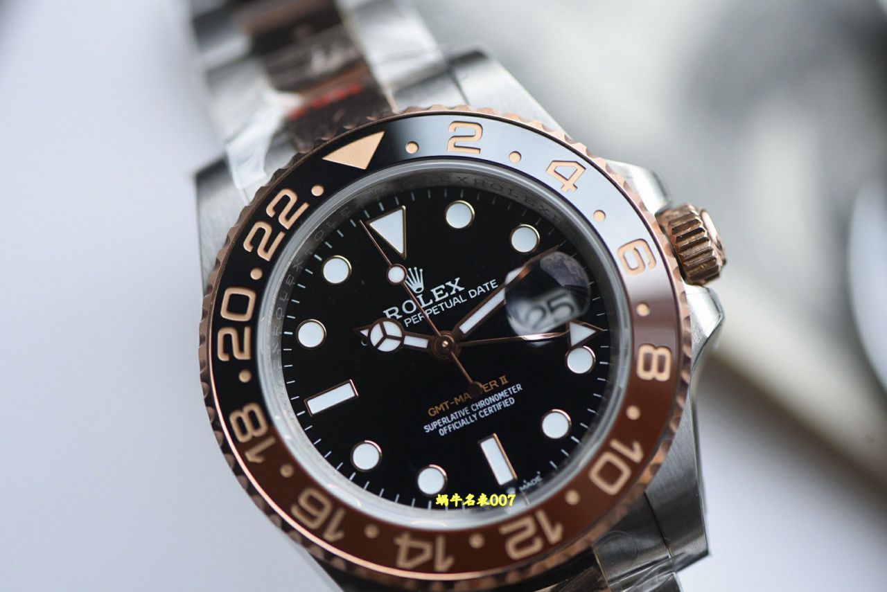  Video review  Gold-plated  Matching weight version Rolex GMT-Master  Sarsaparilla bezel m126711chnr-0002TOP replica  watches  / R1013