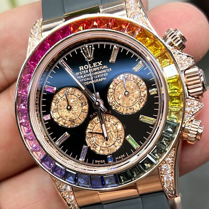 CBD RolexTOP replica  Private  Customized  Daytona  series 40mm Rainbow Daytona  Sand golden eye  watch