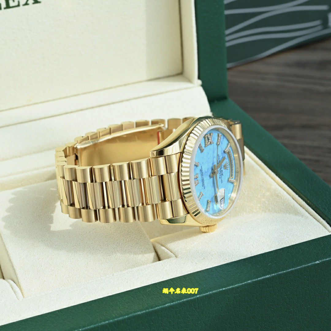  Video review  Ultra-high-end  Gold-plated Rolex Day-Date 绿松石m128238-0071 watches  / R1037